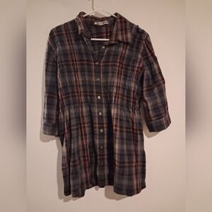 Maurices Pink and Black Plaid Top